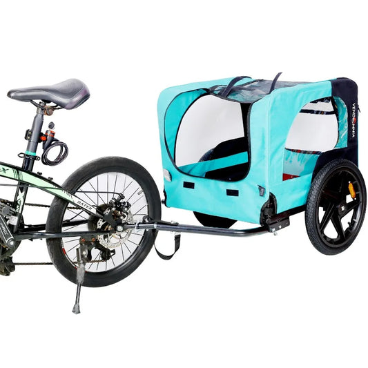 Light Green Foldable Pet Stroller Carriers Bicycle Trailer