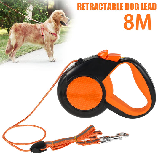 8M Retractable Lead Heavy Duty Pet Walking Leash with Strong Reflective
