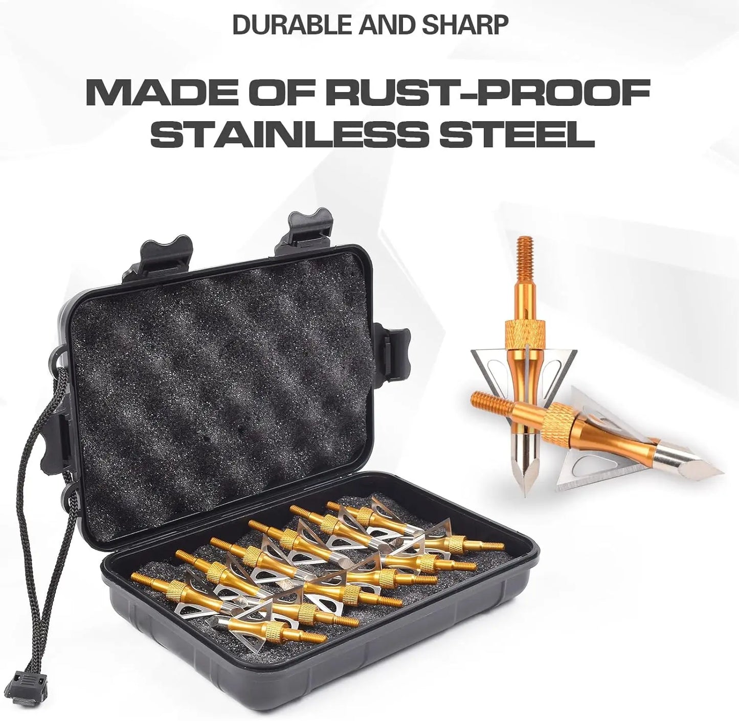 12PK 3 Blades Hunting Screw-in Broadheads 100 Grain Arrow Tips  1 PK Broadhead Storage Case