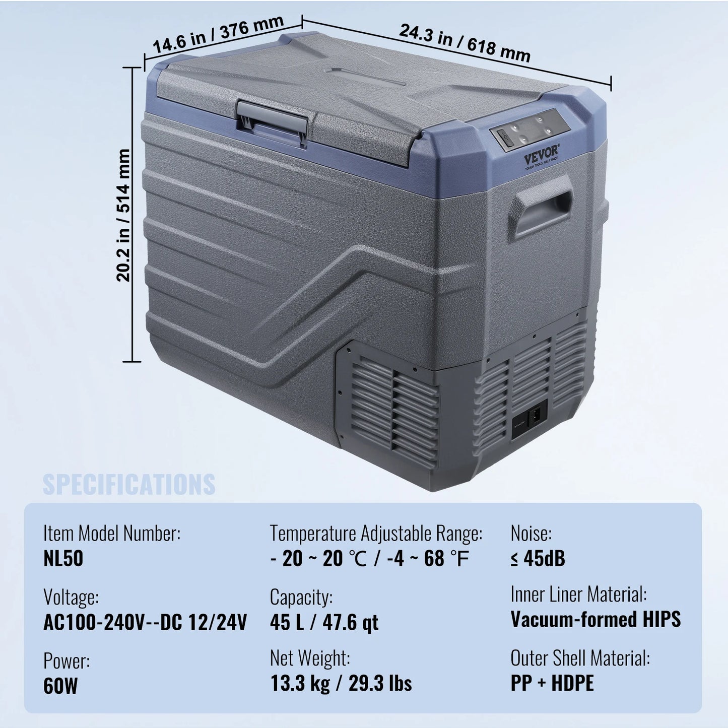 Car Refrigerator  12 Volt Car Refrigerator Fridge  37 L -4℉-68℉ 12/24V DC and 100-240V AC for Camping and RV