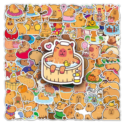 100Pcs Capybara Stickers Waterproof Decals
