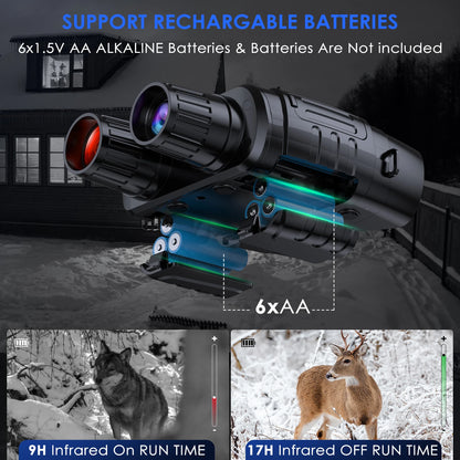 Night Vision Binoculars 4X Digital Zoom 7 Levels Infrared Goggles 2.3" Screen Telescope 300 Meters