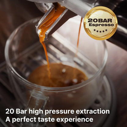 Espresso Coffee Machine Semi-Automatic Adjustable Temperature & Cup Volume Removable Water Tank