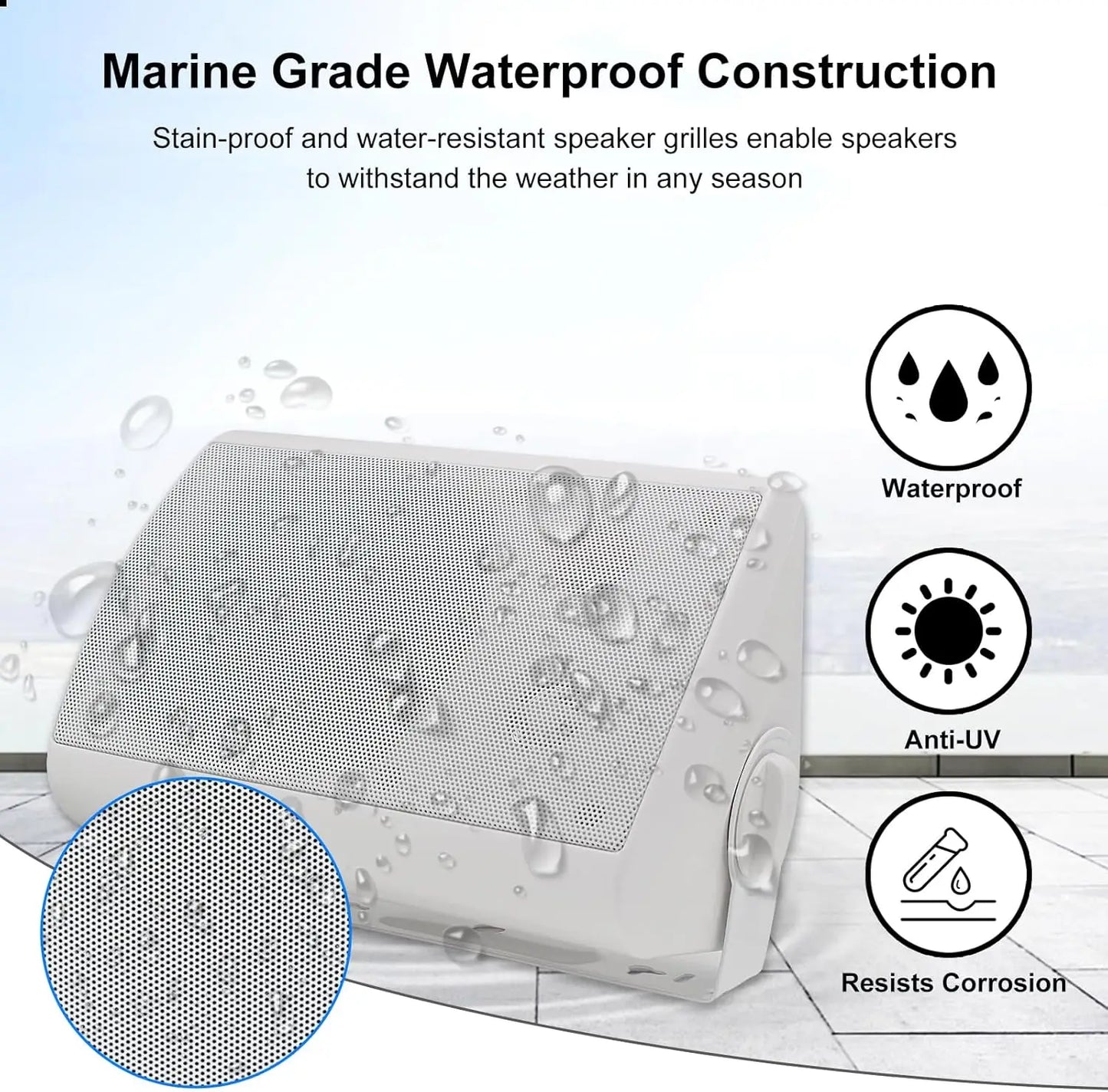 5.25'' 2PCS Indoor Outdoor Bluetooth Speakers Patio Waterproof  300 Watts