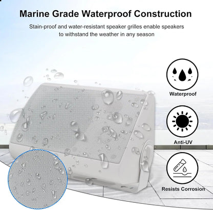 5.25'' 2PCS Indoor Outdoor Bluetooth Speakers Patio Waterproof  300 Watts