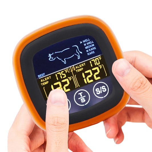 Digital Meat Kitchen Thermometer Touch Screen Waterproof Oven Cooking BBQ Temperature Meter Timer Mode for Grilling BBQ Cooking