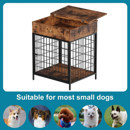 Dog Crate Dog Kennel Nightstand with Drawer Pet Cage