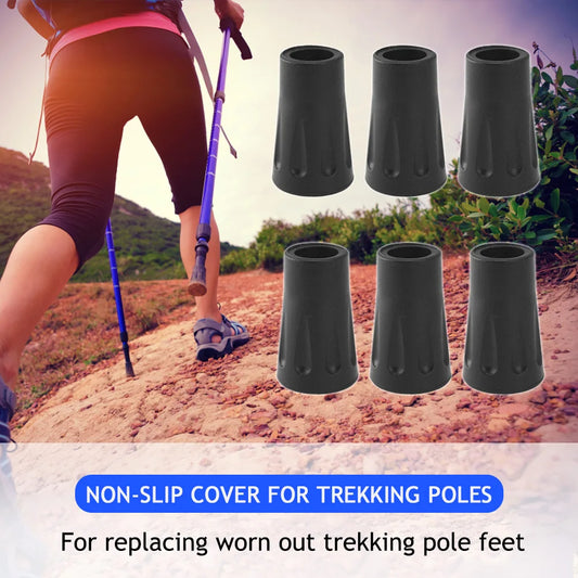 6pcs Non-slip Rubber Trekking Pole Cap Buffer Protector Cap Tip