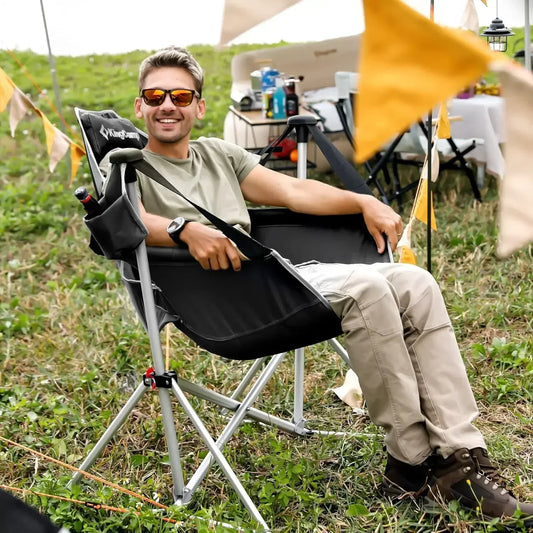 Folding Rocking Chair with Pillow Cup Holder