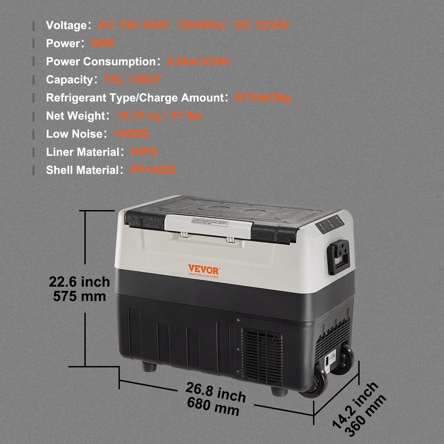 SucceBuy 35L 45L 55L Car Refrigerator Mini Fridge Freezer Portable Compressor Cooler Ice Box Keep Cool for Camping Travelling