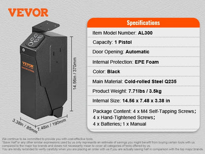 Biometric Safe 3-Way Quick Access