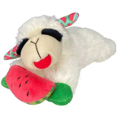 Lamb Chop Plush Dog Toy with Watermelon 8 Inch Squeaky Soft Chew Toy