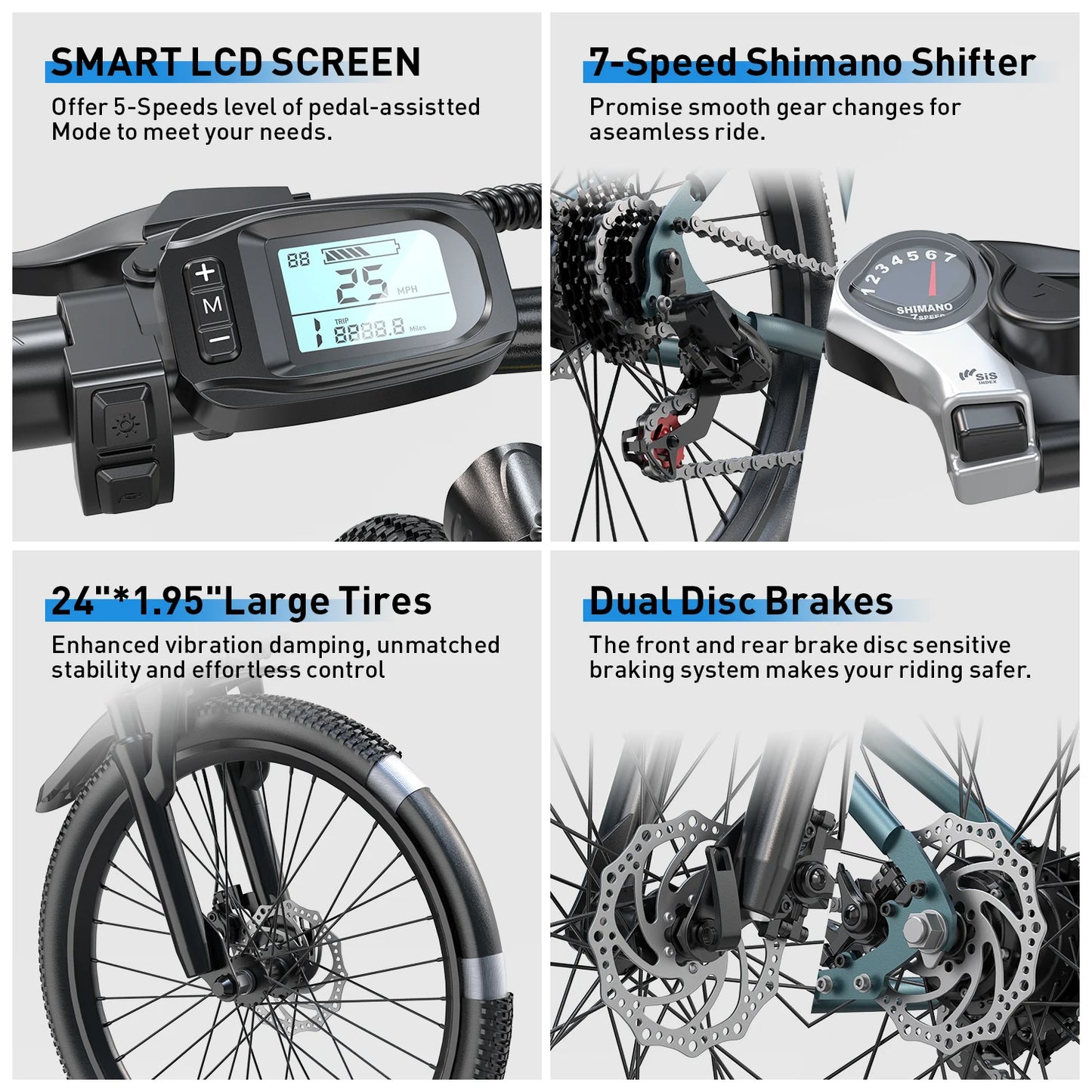Adults Electric Bicycle, 26" 24"  Mountain E-Bike with 36V Battery Peak 500W