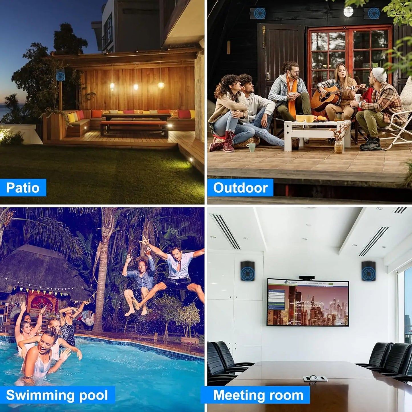 5.25'' 2PCS Indoor Outdoor Bluetooth Speakers Patio Waterproof  300 Watts