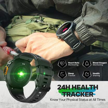 Bluetooth Call Smart Watch Men Full Touch Screen Health Monitor Clock With Flashlight