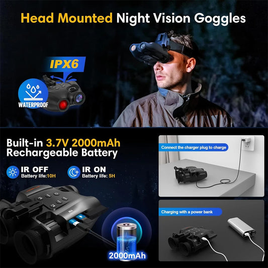 Night Vision Binoculars 1080P Full HD Infrared Goggle Scope Camera 5X Digital Zoom