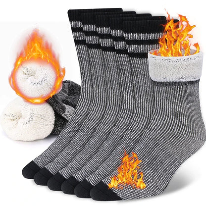 3 Pairs Men/Women Merino Wool Crew Socks Thickened Thermal