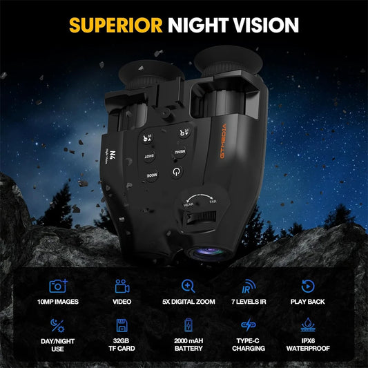 Night Vision Binoculars 1080P Full HD Infrared Goggle Scope Camera 5X Digital Zoom