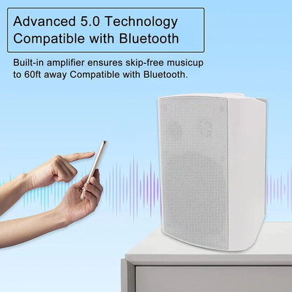 5.25'' 2PCS Indoor Outdoor Bluetooth Speakers Patio Waterproof  300 Watts