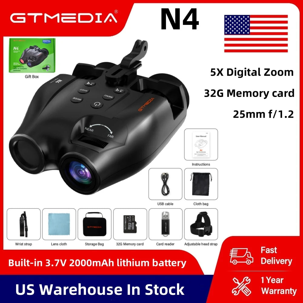 Night Vision Binoculars 1080P Full HD Infrared Goggle Scope Camera 5X Digital Zoom