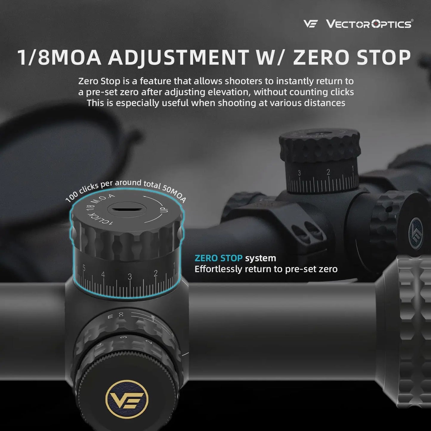 Vector Optics Sentinel-X Pro10-40x50 SFP Riflescope With Center Dot Illuminated Reticle & Zero Stop