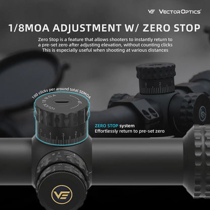 Vector Optics Sentinel-X Pro10-40x50 SFP Riflescope With Center Dot Illuminated Reticle & Zero Stop