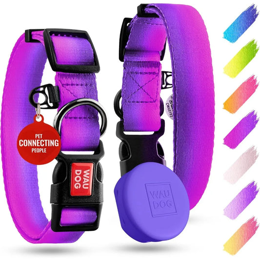 Dog Collar Nylon Dog Collar with Airtag Holder - Adjustable for Large Dogs, Small & Medium Dogs