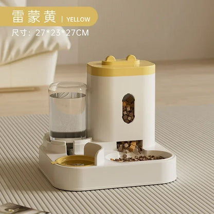 Automatic Feeder Dog Cat Food Bowl With Water Fountain Large Capacity Pet Food Storage Dispenser