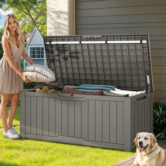 120-Gallon Deck Box, Waterproof Outdoor Storage Chest