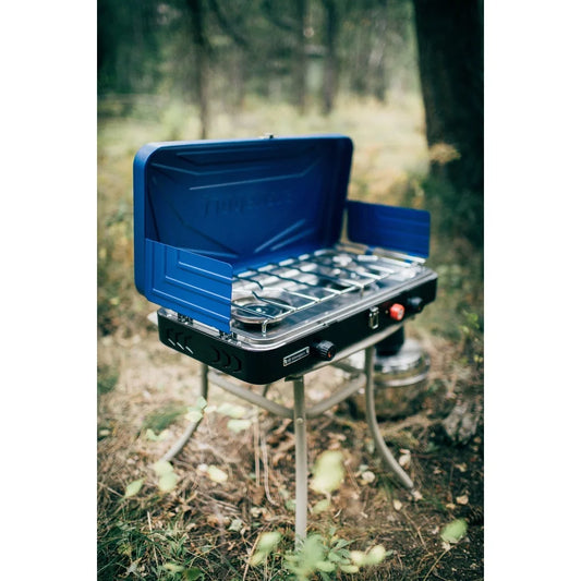2 Burner Portable Propane Camping Stove High Altitude Regulator