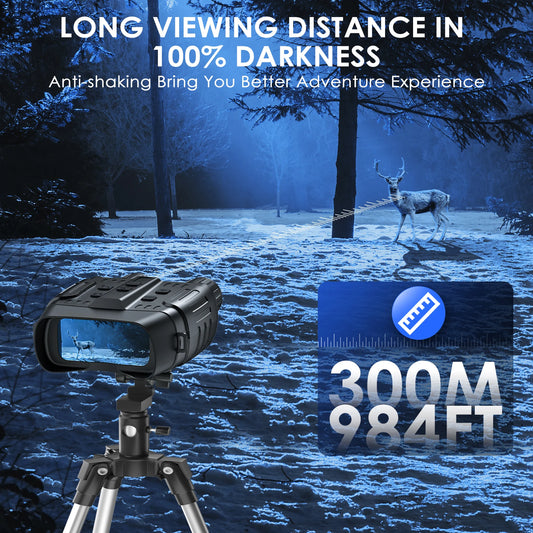 Night Vision Binoculars 4X Digital Zoom 7 Levels Infrared Goggles 2.3" Screen Telescope 300 Meters