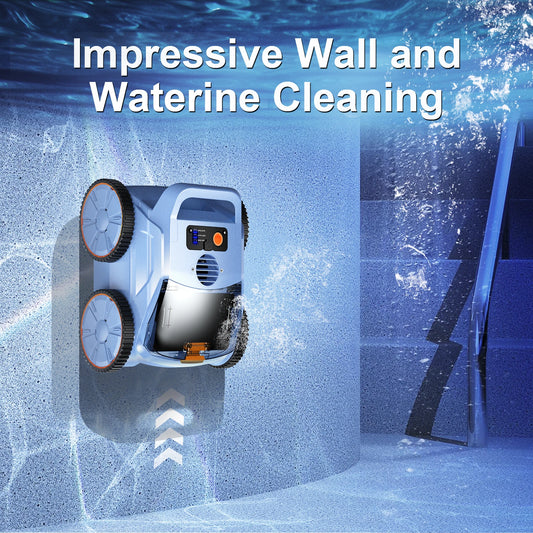 Pool Vacuum 150 Mins Running Up to 2000 Sq.ft., 45,000Pa Powerful Suction, Wall-Climbing for Above/in Ground Pools
