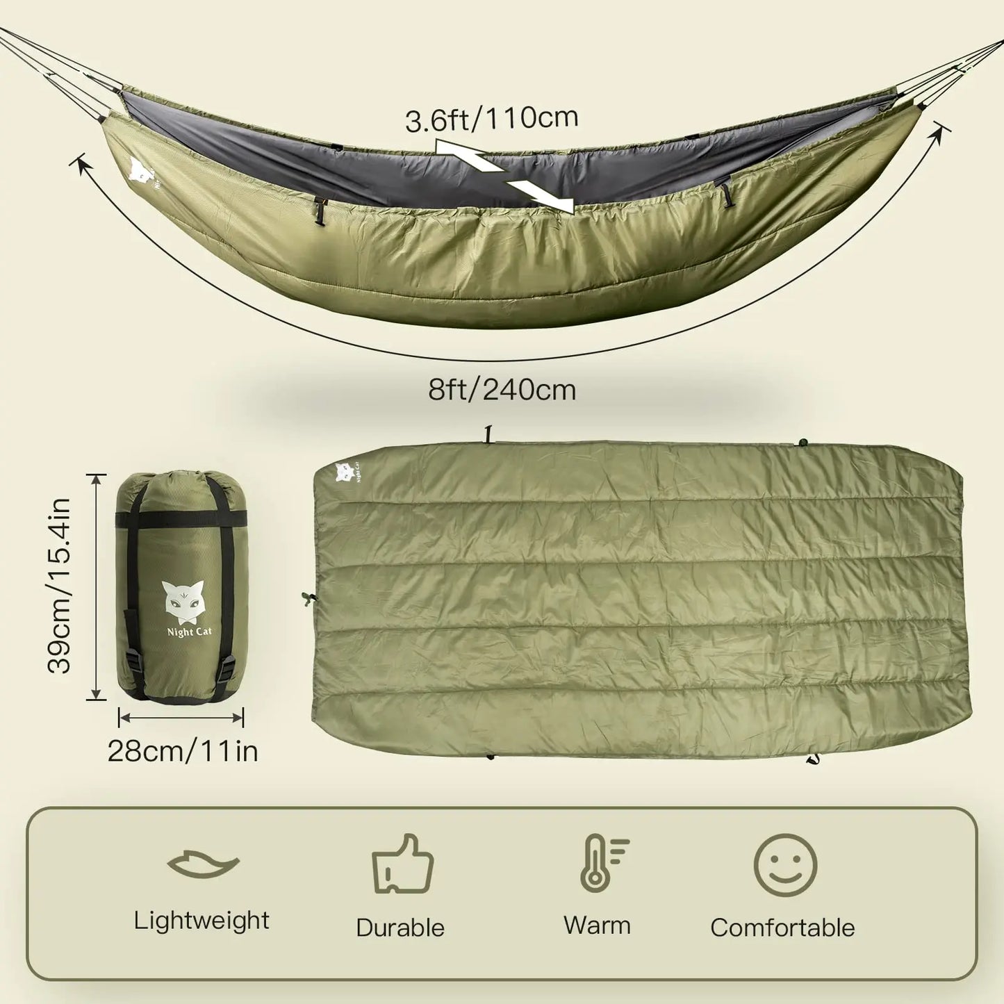 Hammock Underquilts Sleeping Bag Single Insulated Under Blanket 4 Seasons Lightweight