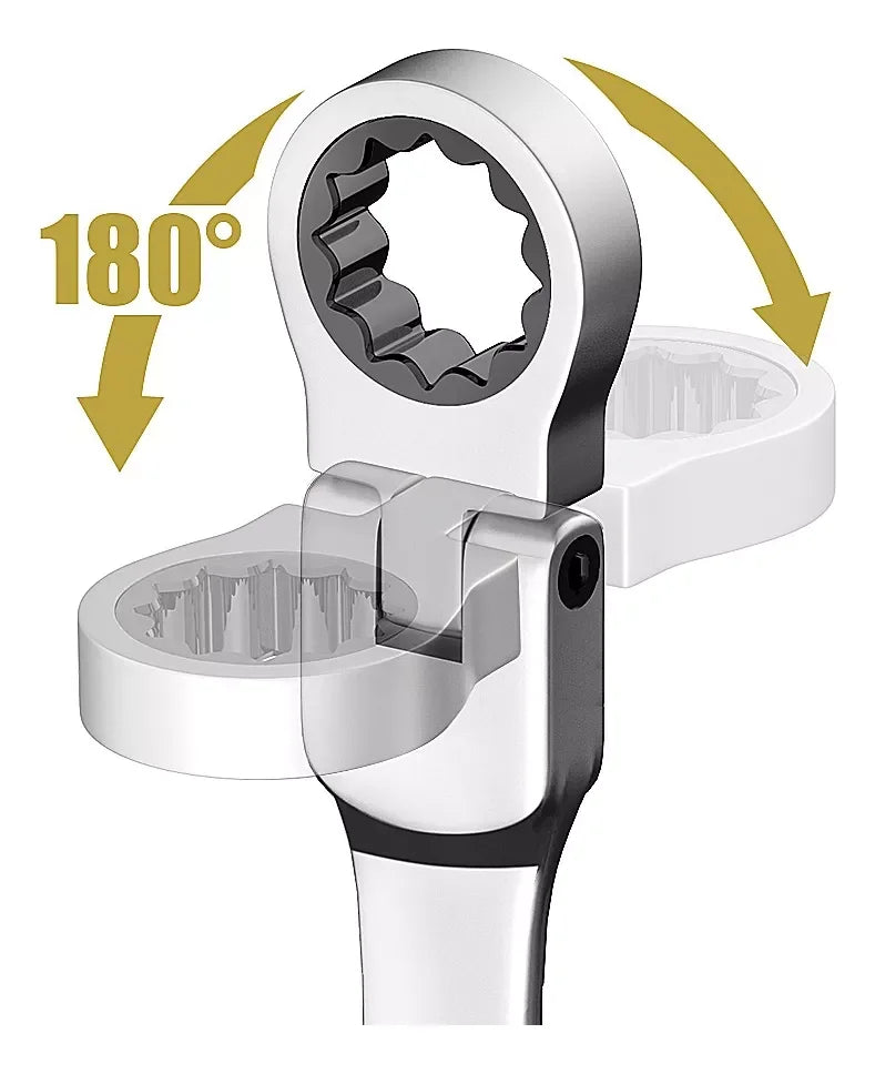 Flexible Ratcheting Combination Wrench Set with Carrying Bag