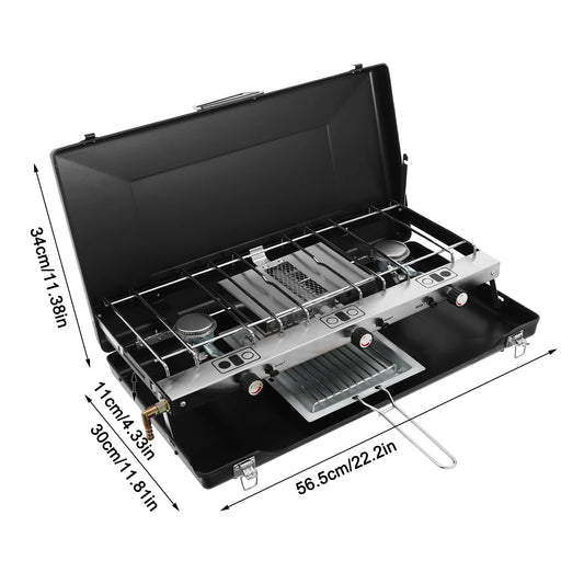 Portable Camping Stove w/ Griddle 3 Burner Propane Gas Stove