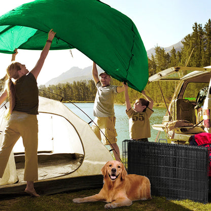 Double Door Folding Metal Wire Dog Cage with Plastic Leak-Proof Pan