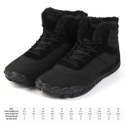 Winter Barefoot Shoes Warm Lined Snow Shoes for Women / Men Trainers Waterproof Running Shoes