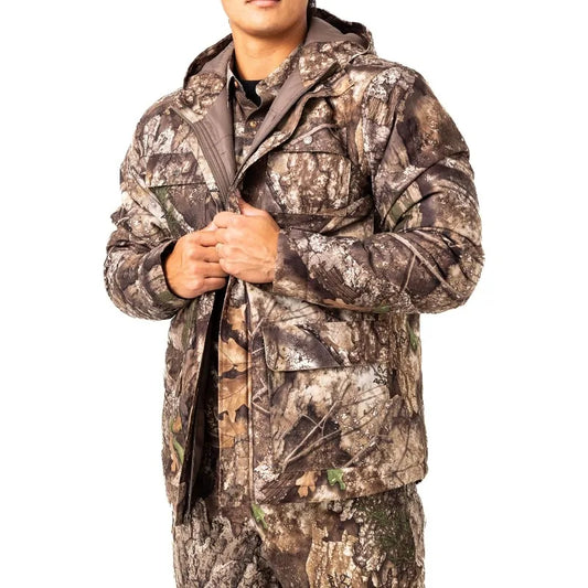 Men's Edge/Timber/Max-7 Camo Hunting Insulated Cold Weather Parka Jacket - Wind-proof, Mid-weight