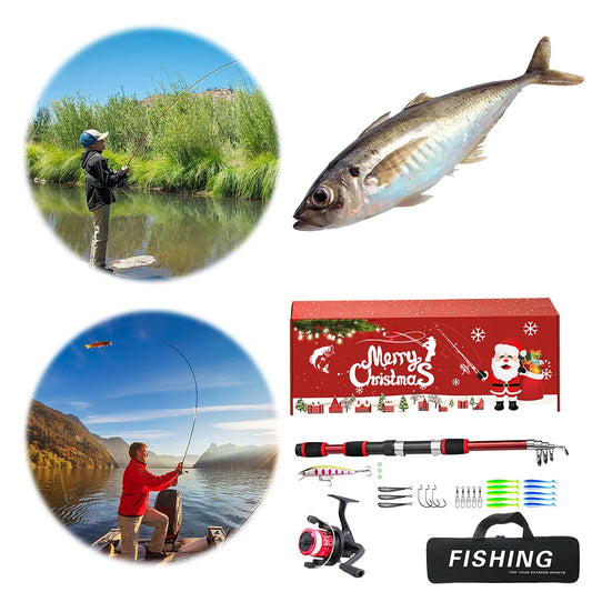 Fishing Pole Set Full Kits Telescopic Fishing Rod and Reel Combo