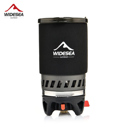 Camping Cooking System with Heat Exchanger Outdoor Gas Stove Burner Coffee Pot Cup Cookware