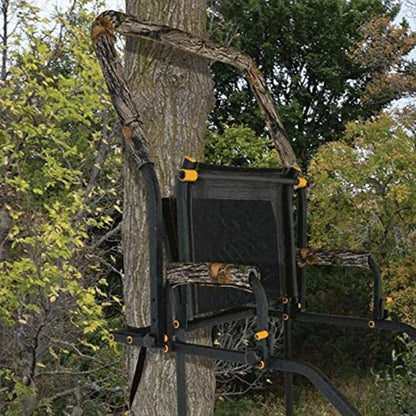 20" Tall Tree Stand, Single Steel Ladder with Adjustable Padded Shooting Rail and Flip-Back Footrest
